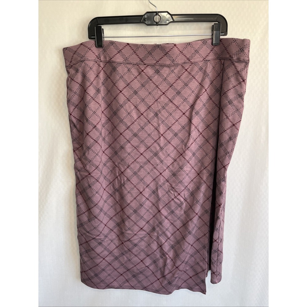 Liz Claiborne Company Womens Maxi Skirt‎ Geometric Lilac Plaid STRETCHY Size XL